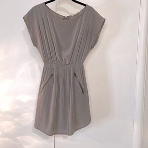 One clothing, cinch waist, mini dress with zipper pockets, gray size small